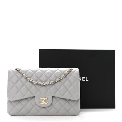 Chanel Caviar Quilted Jumbo Double Flap Grey 11 of 11