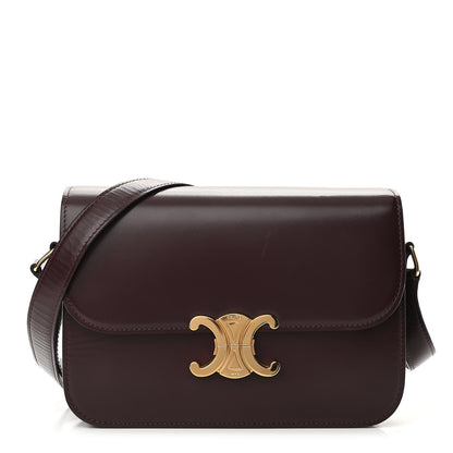 Celine Shiny Calfskin Medium Triomphe Burgundy 1 of 11
