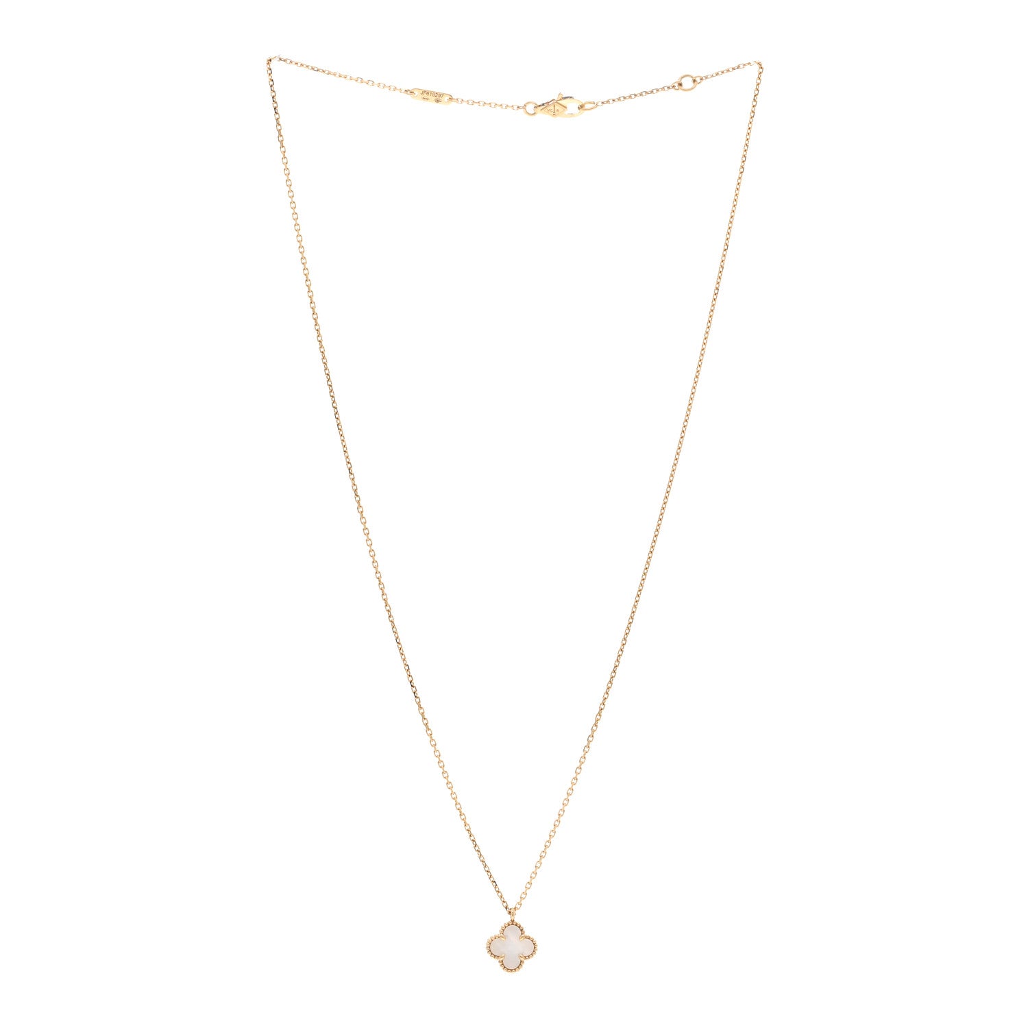 Van Cleef & Arpels 18K Yellow Gold Mother of Pearl Sweet Alhambra Pendant Necklace 3 of 6