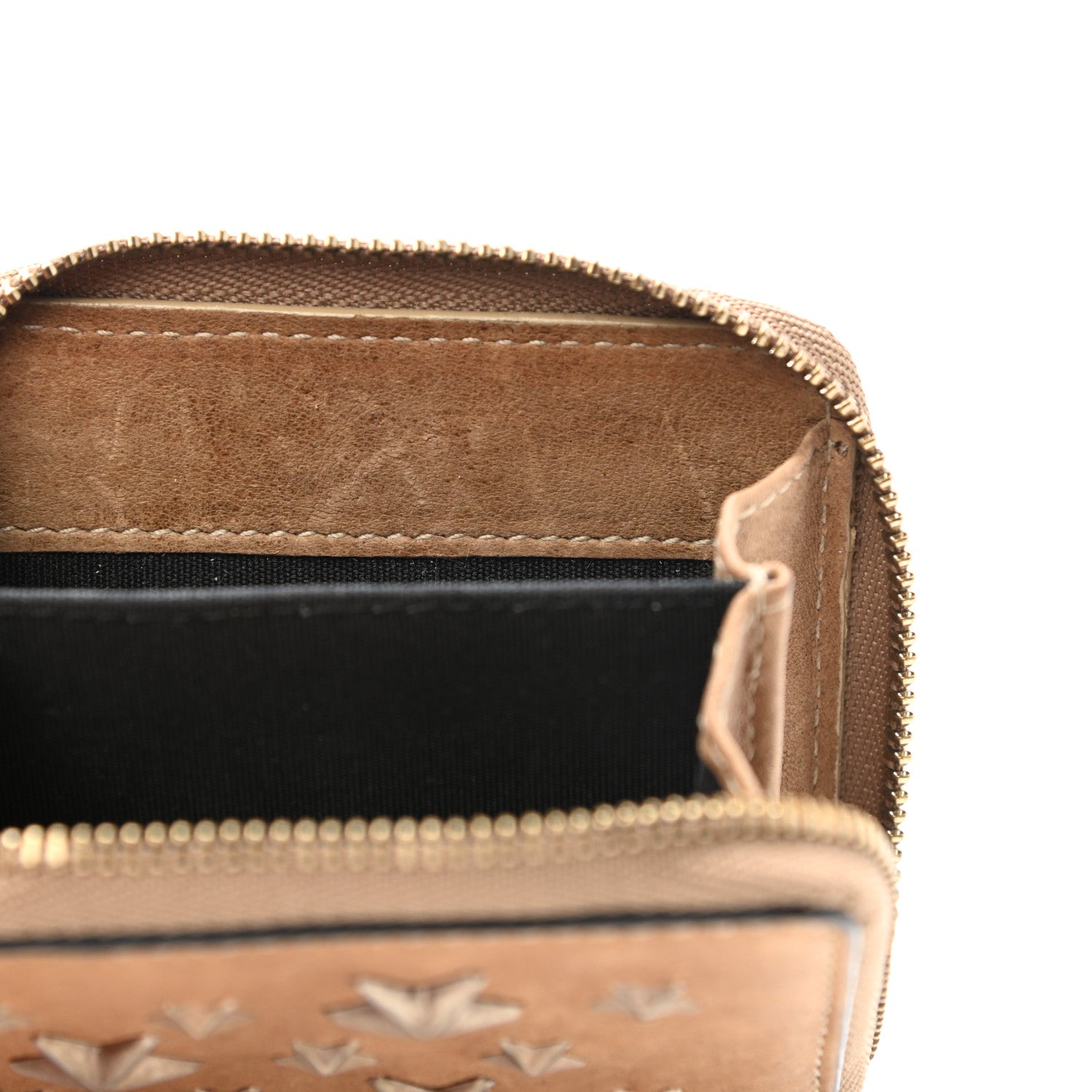 Jimmy Choo Calfskin Filipa Star Compact Zip Around Wallet Antelope Antique 7 of 7