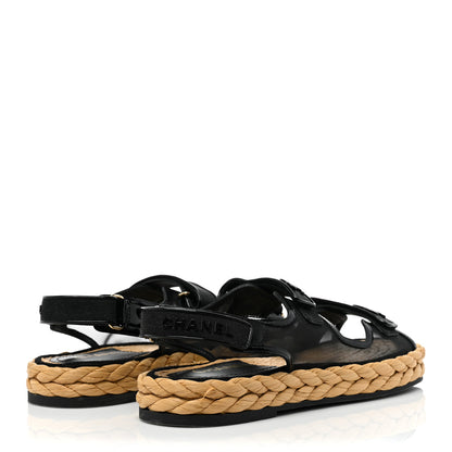 Chanel Mesh Patent Calfskin Velcro Dad Sandals 41 Black 4 of 8