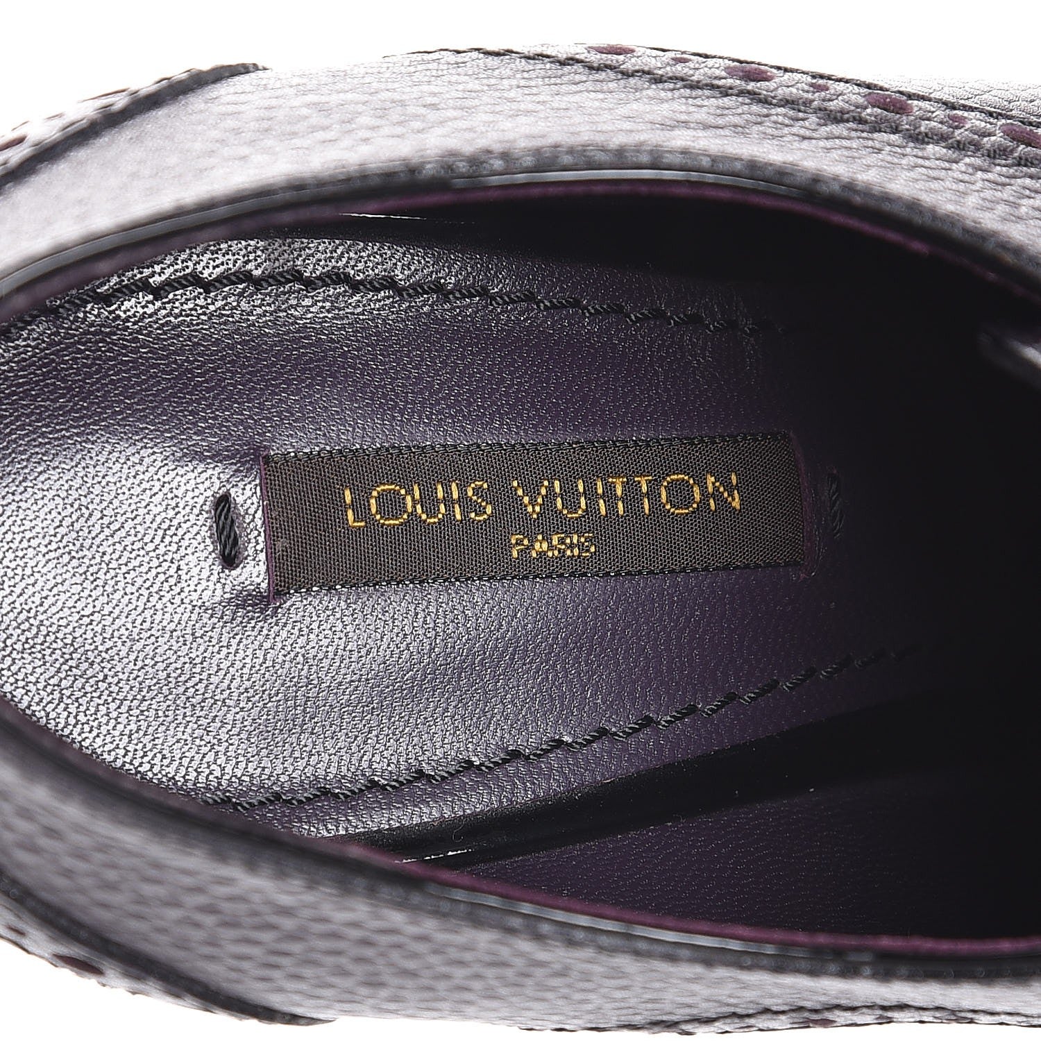 Louis Vuitton Grained Calfskin Platform Lace Up Pumps 38.5 Purple 10 of 13