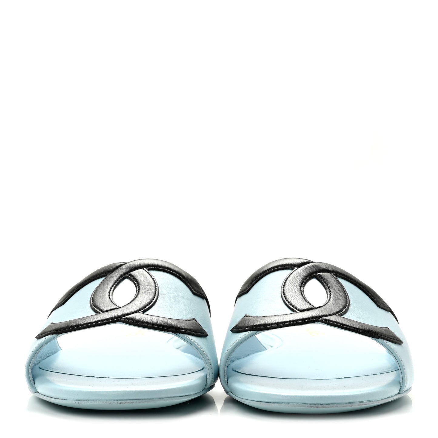 Lambskin CC Cutout Mules 40 Blue Black