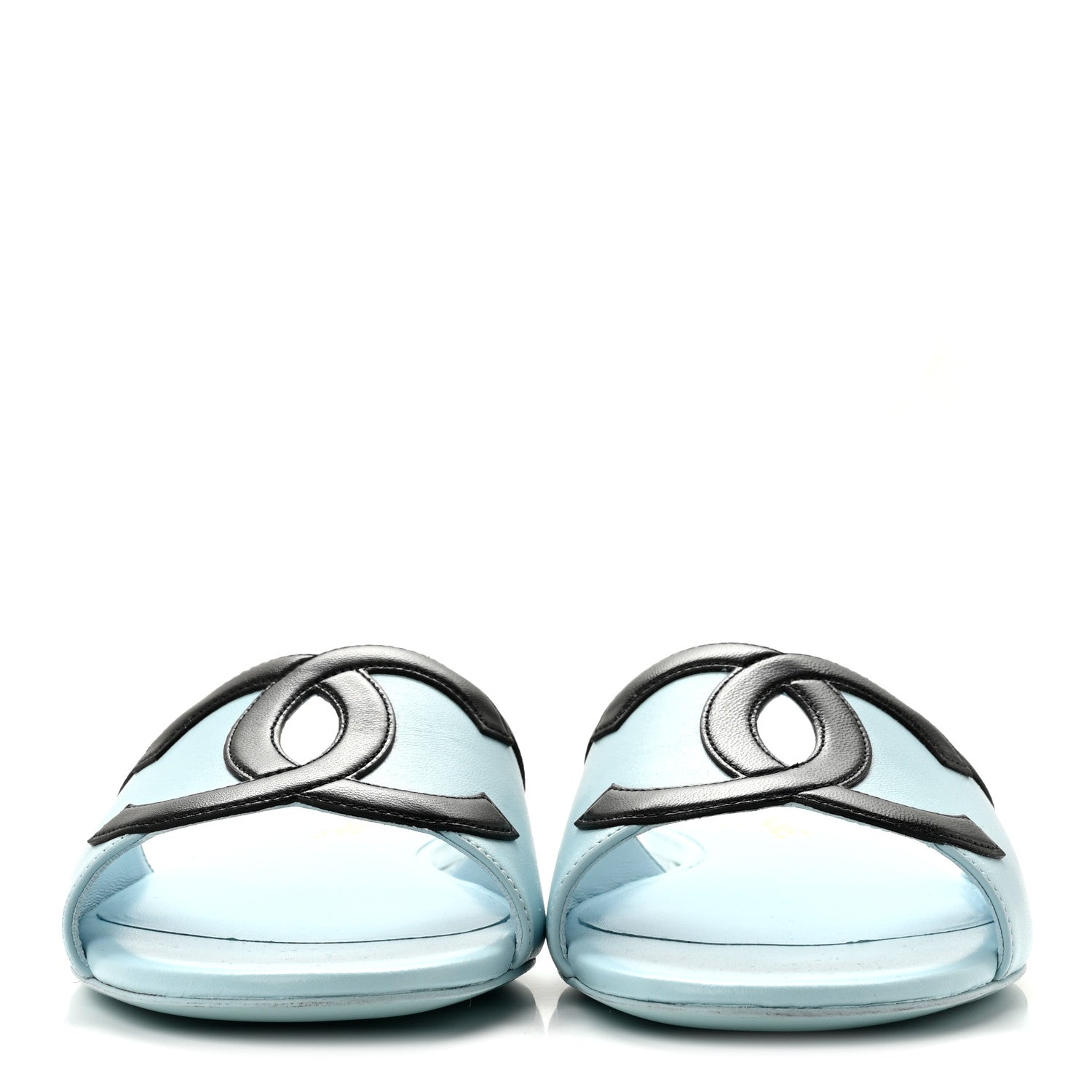Chanel Lambskin CC Cutout Mules 40 Blue Black 3 of 10