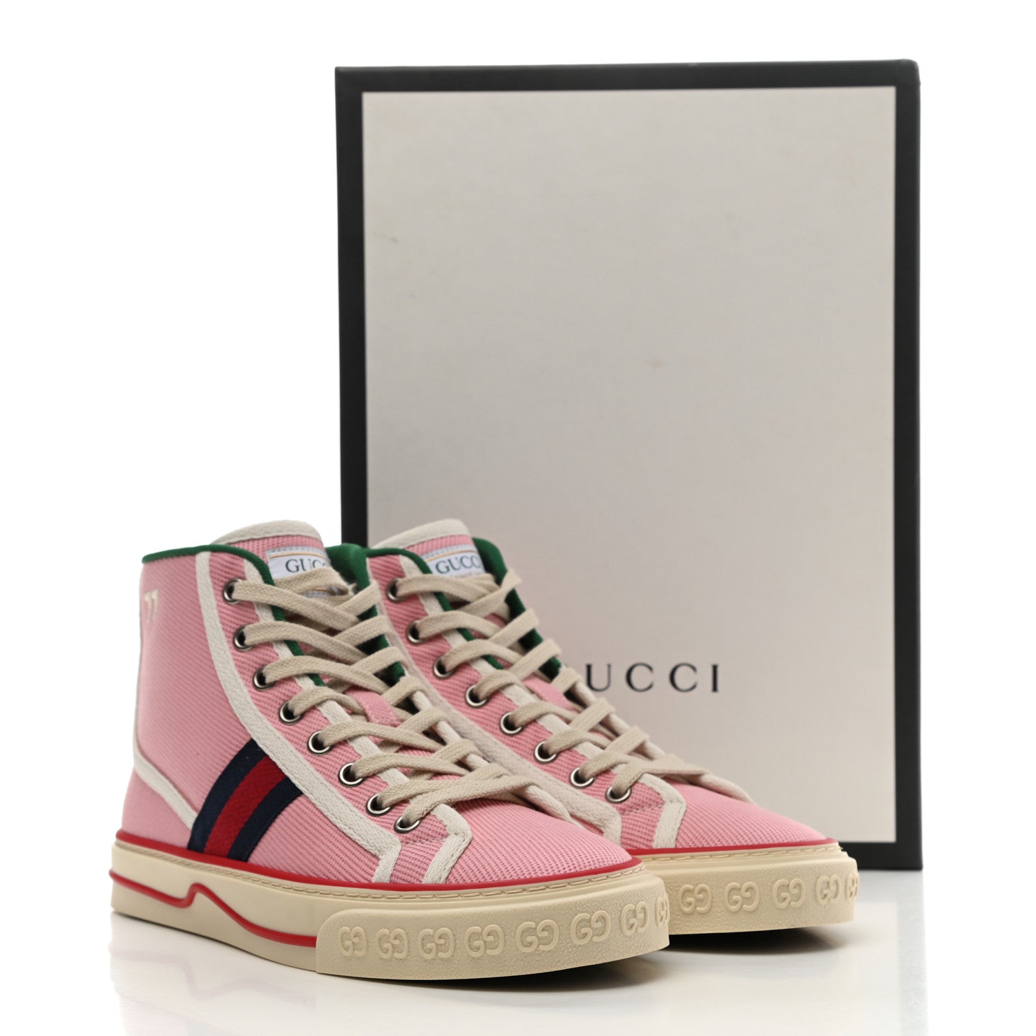 Gucci Canvas Web Womens 1977 Tennis High Top Sneakers 36.5 Wild Rose Mystic White 8 of 8