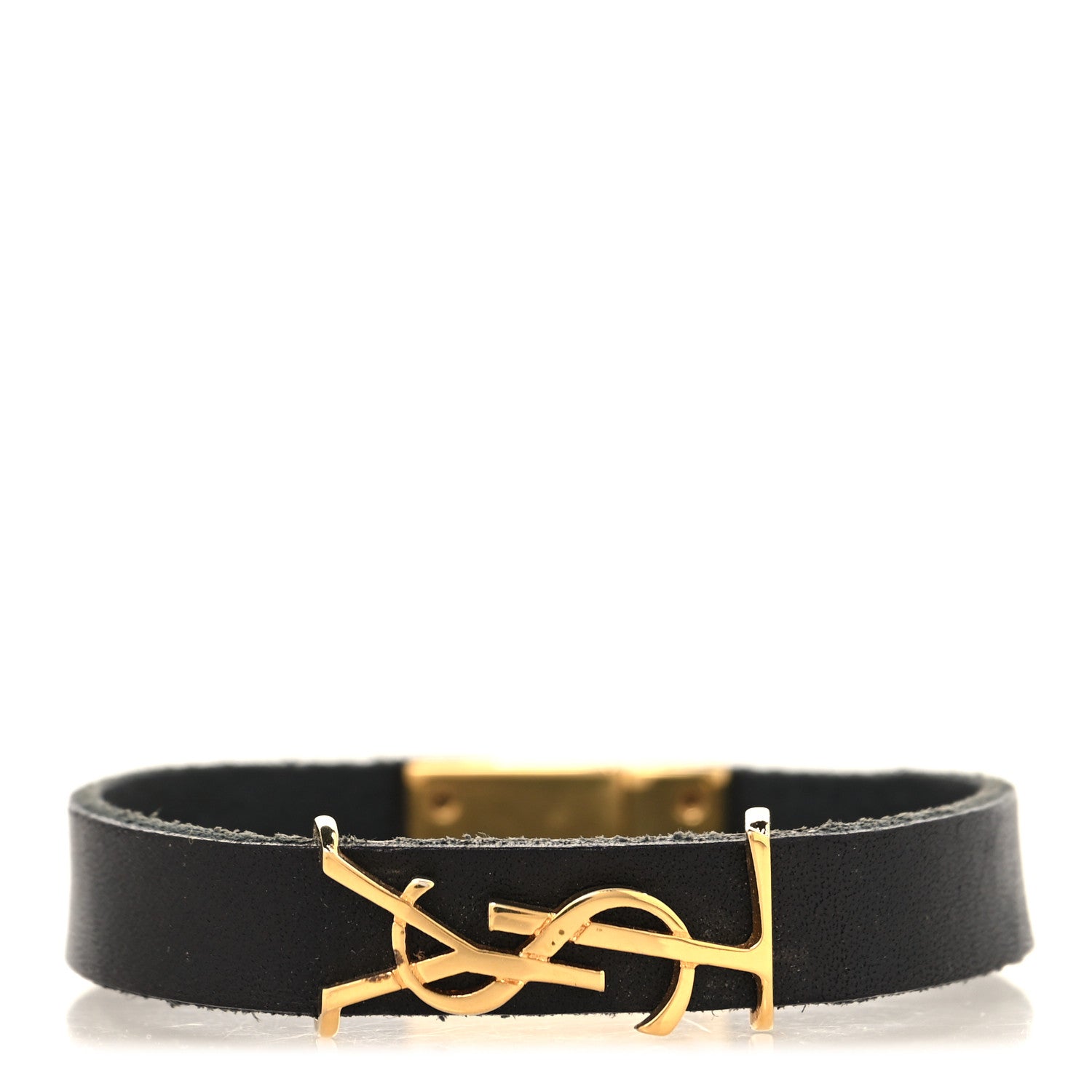Saint Laurent Calfskin Monogram Bracelet M Black 1 of 12