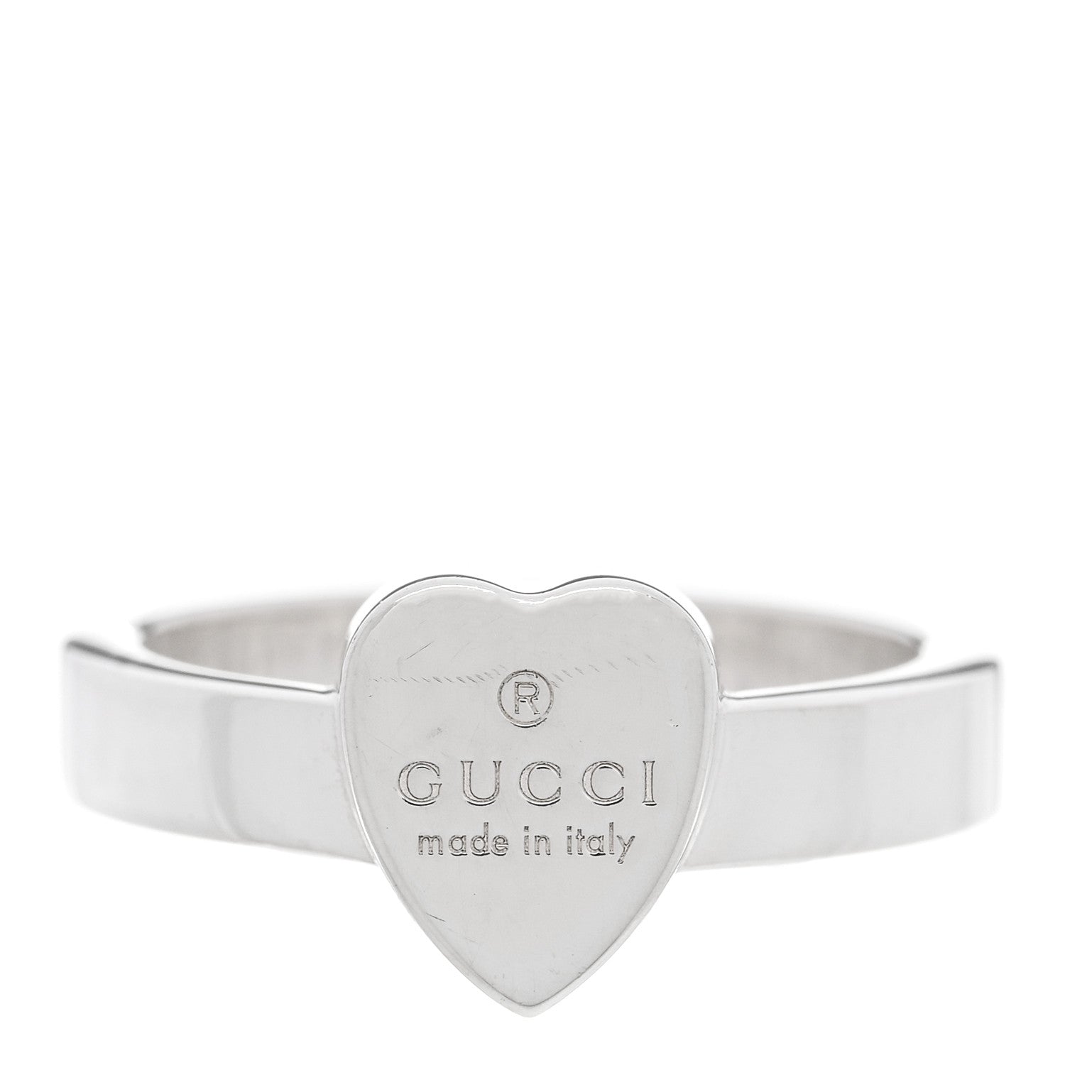 Gucci Sterling Silver Trademark Heart Ring 56 7.5 1 of 5