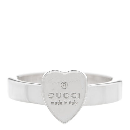 Gucci Sterling Silver Trademark Heart Ring 56 7.5 1 of 5