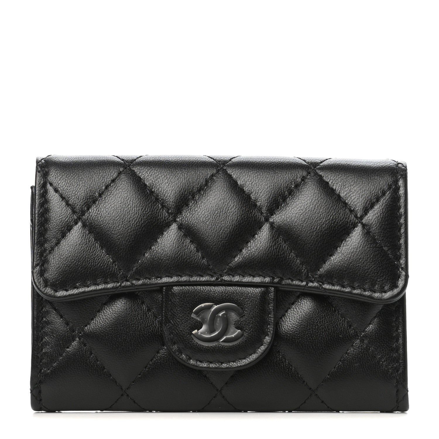 Chanel Lambskin Quilted Flap Card Holder Wallet So Black 1 of 9