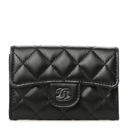 Chanel Lambskin Quilted Flap Card Holder Wallet So Black 1 of 9