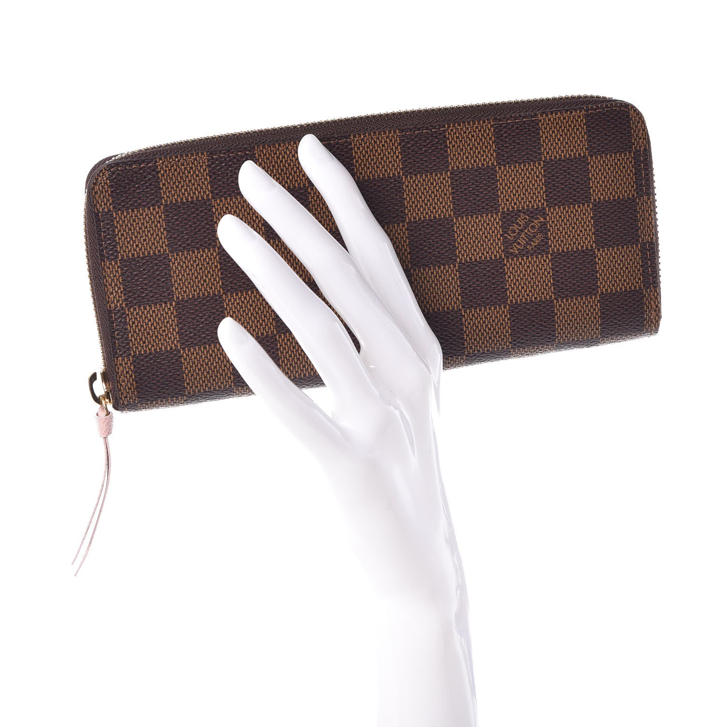 Louis Vuitton Damier Ebene Clemence Wallet Rose Ballerine 2 of 7