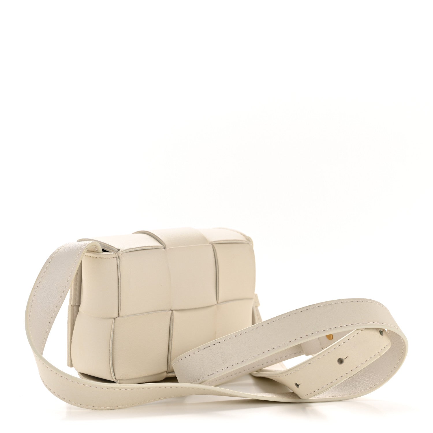 Bottega Veneta Lambskin Maxi Intrecciato Extra Mini Cassette Crossbody Bag White 3 of 11