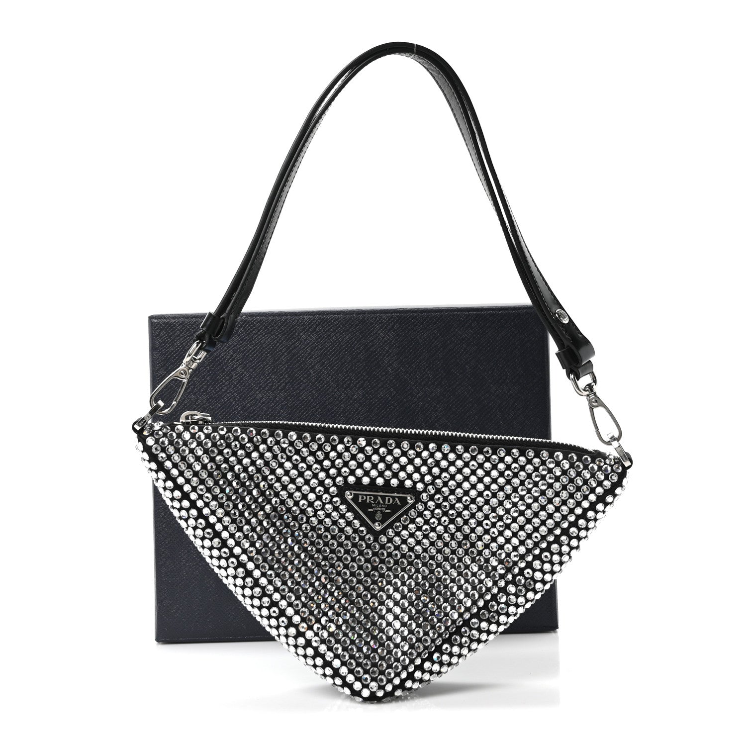 Prada Satin Crystal Triangle Pouch Cristal 1839570 – FASHIONPHILE