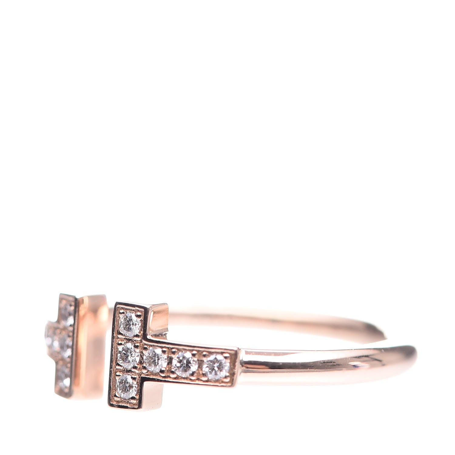 Tiffany 18K Rose Gold Diamond T Wire Ring 53 6.5 3 of 5