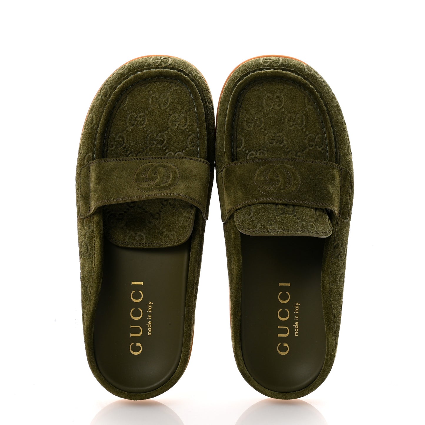 Suede GG Debossed Celia Mules 39 Green