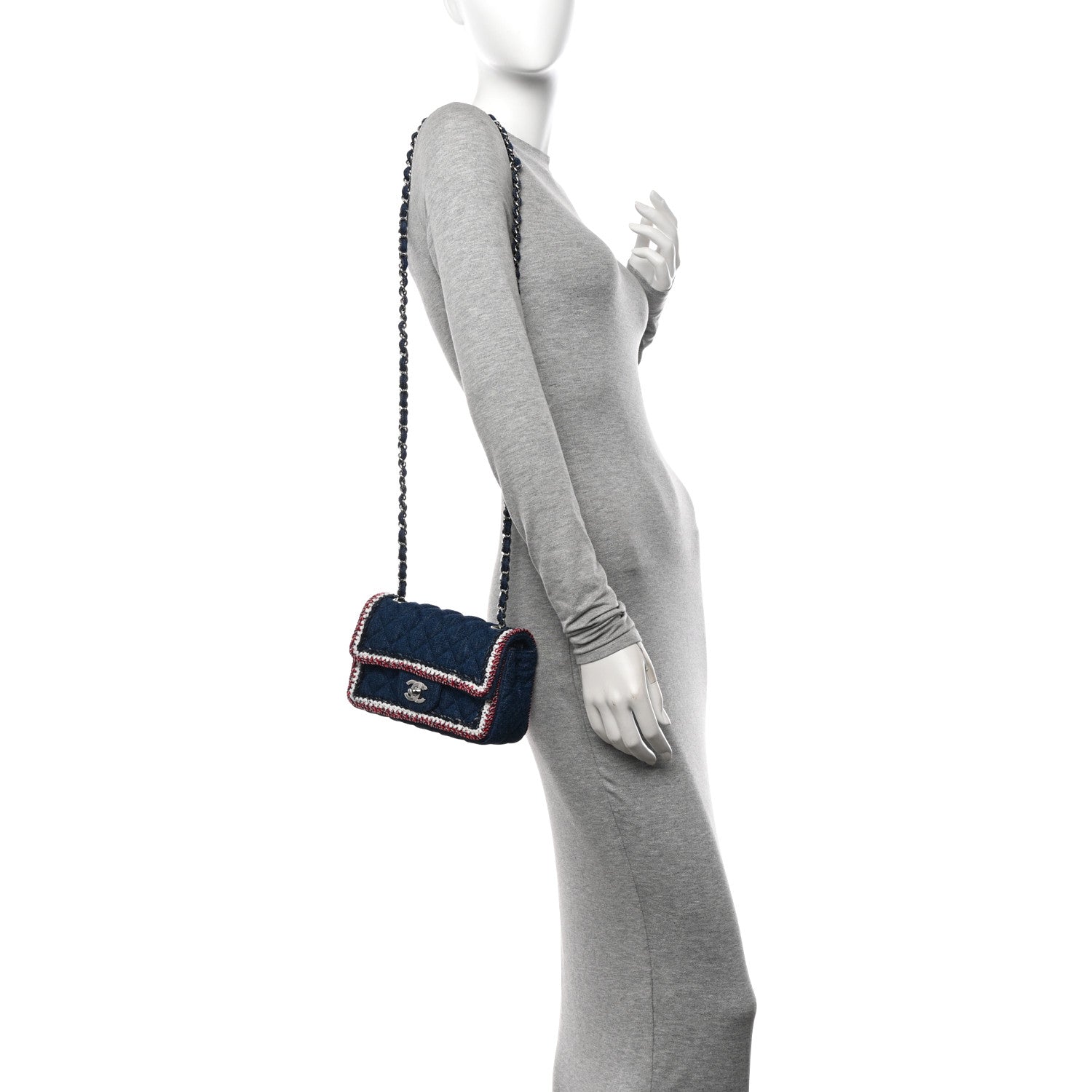 Chanel Denim Braided Mini Rectangular Flap Bag Blue 2 of 11