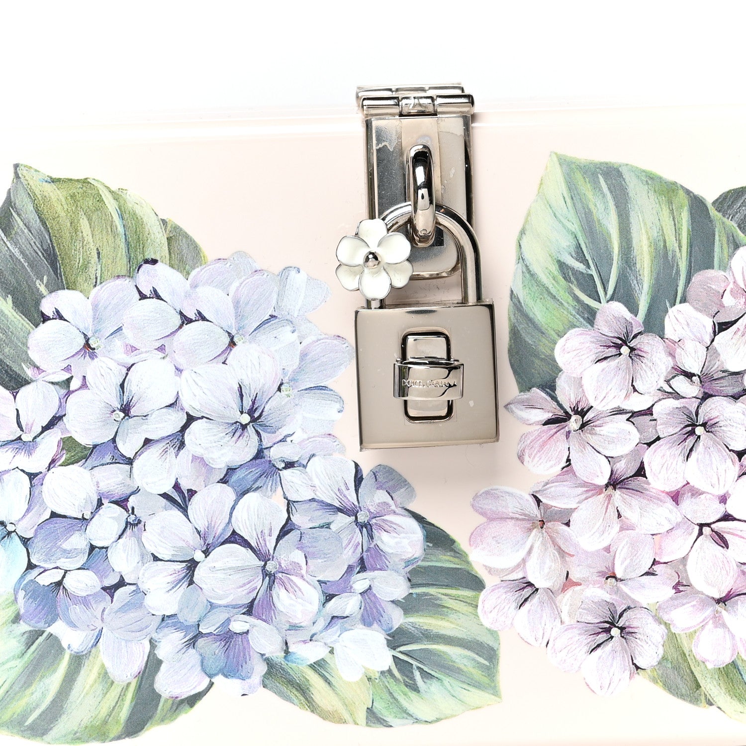 Dolce & Gabbana Acrylic Floral Print Dolce Box Clutch Ivory