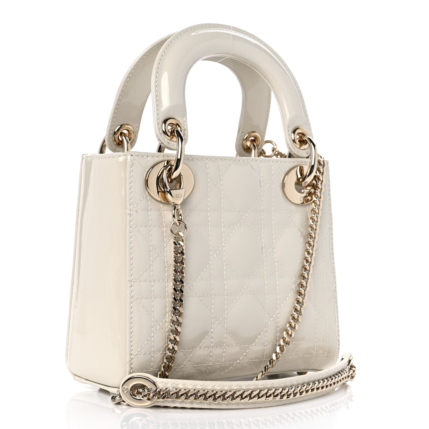 Christian Dior Patent Cannage Mini Lady Dior Ivory 3 of 8