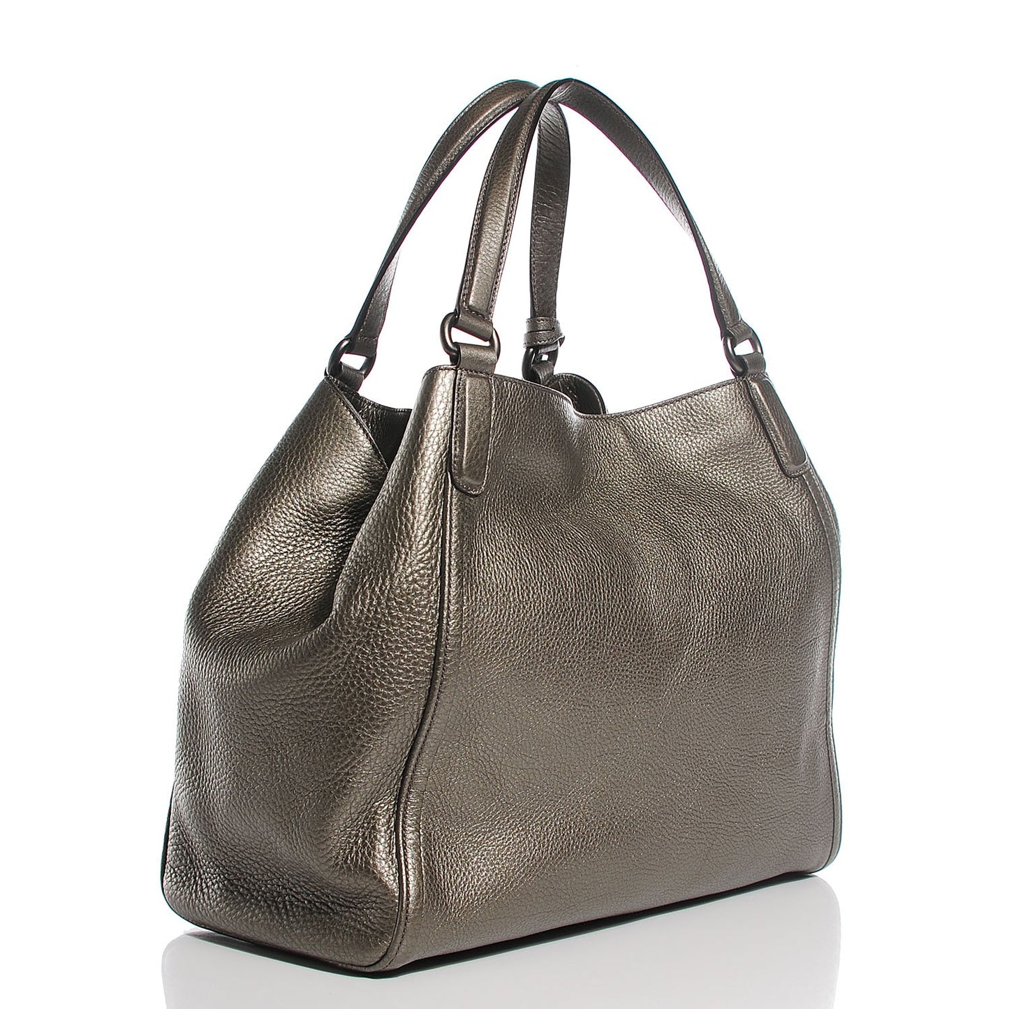 Metallic Pebbled Calfskin Medium Soho Shoulder Bag Sasso