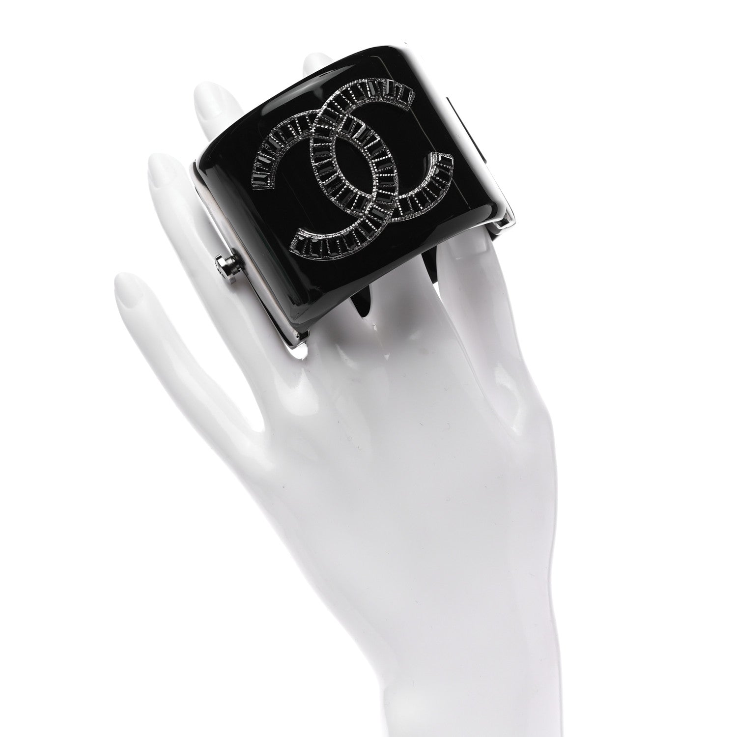 Chanel Resin CC Cuff Black 2 of 4