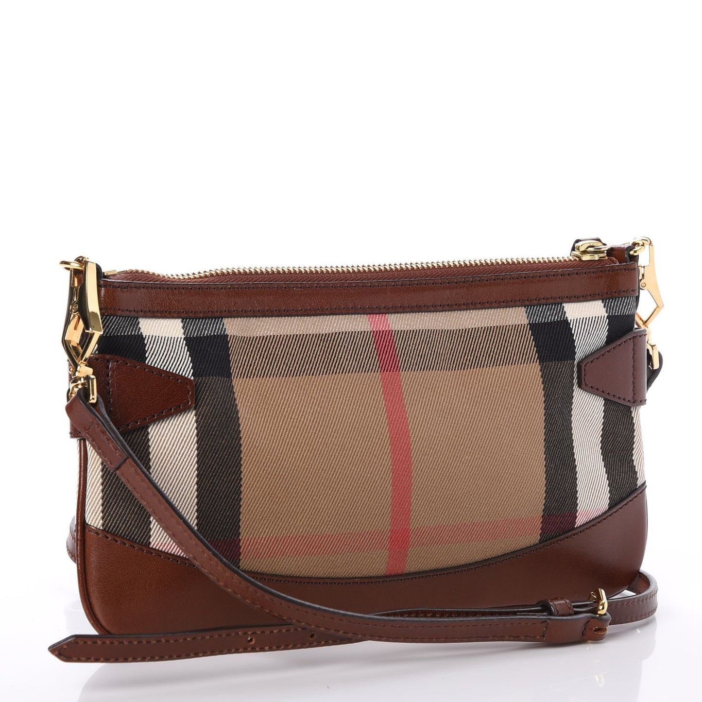 House Check Bridle Calfskin Peyton Crossbody Tan