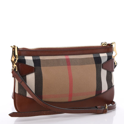 Burberry House Check Bridle Calfskin Peyton Crossbody Tan 3 of 9