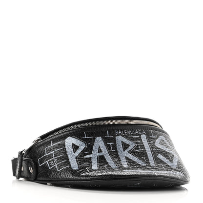 Balenciaga Agneau Arena Graffiti All Over XXS Souvenir Belt Bag Black White 4 of 7