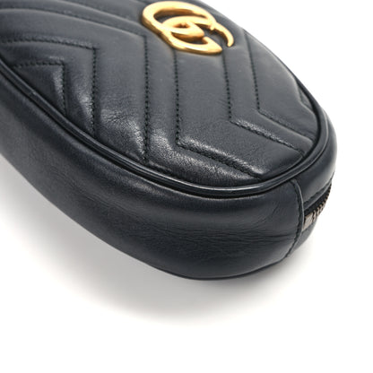 Gucci Calfskin Matelasse GG Marmont Belt Bag 85 34 Black 12 of 13