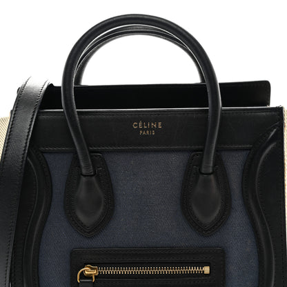 Celine Natural Canvas Smooth Calfskin Nano Luggage Navy 8 of 11