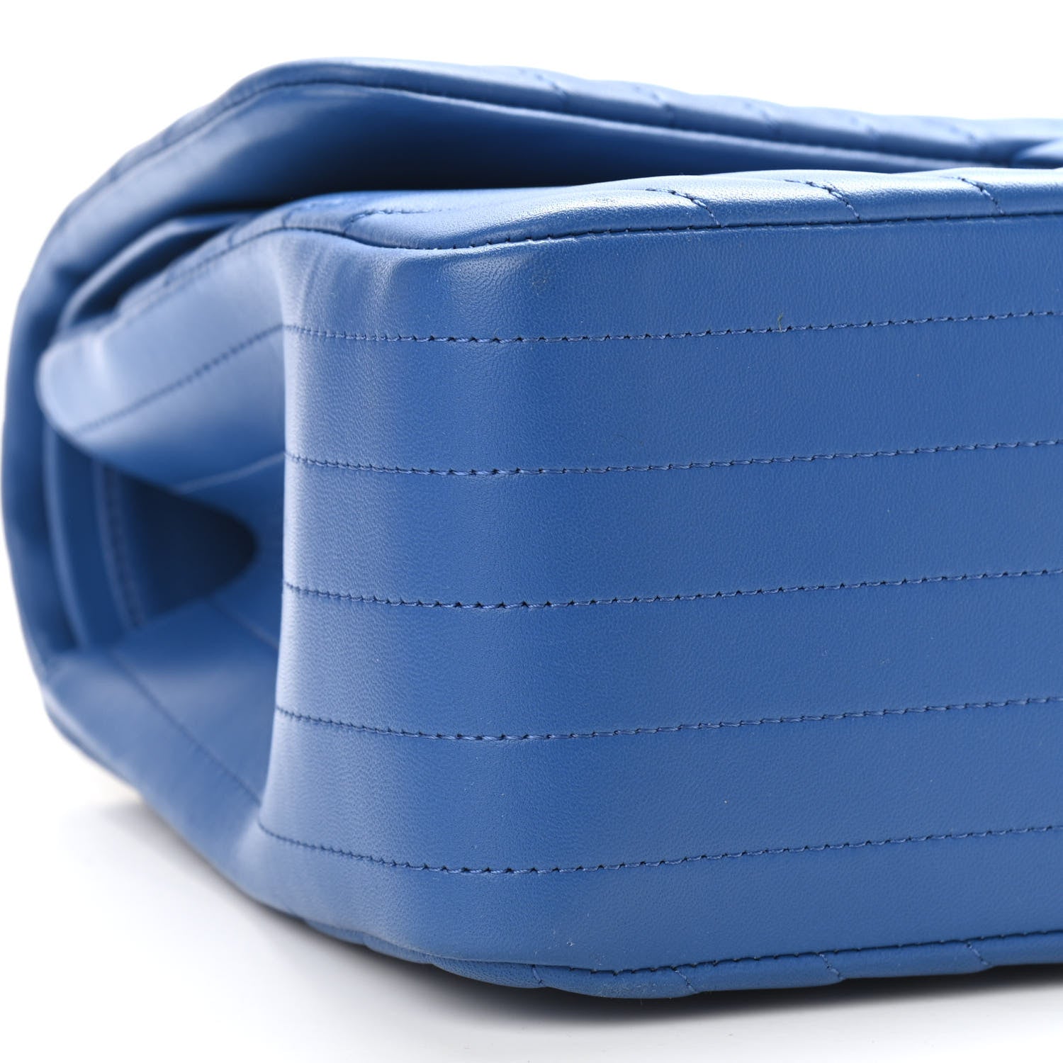 Chanel Lambskin Chevron Quilted Jumbo Double Flap Blue 9 of 10