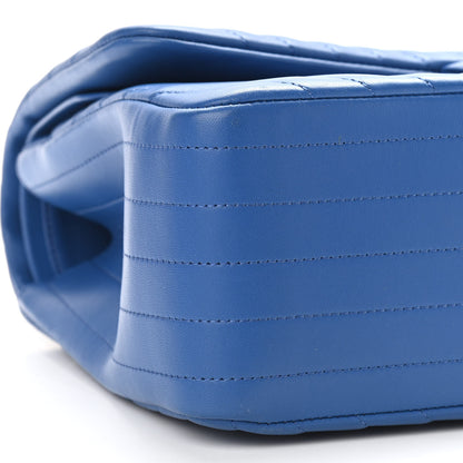 Chanel Lambskin Chevron Quilted Jumbo Double Flap Blue 9 of 10