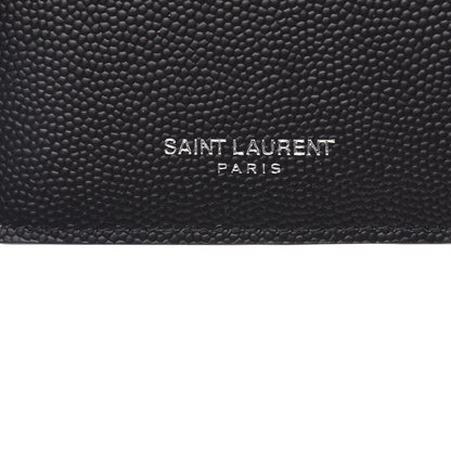Saint Laurent Grained Calfskin 5 Fragments Zip Pouch Card Holder Black 7 of 8