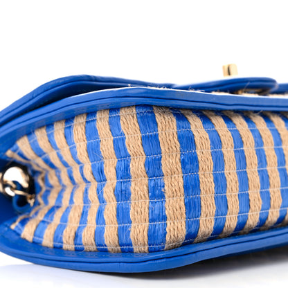 Chanel Raffia Jute Striped Small Urban Jungle Single Flap Blue 8 of 11