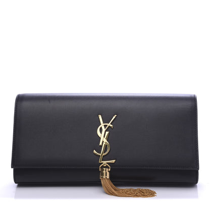 Saint Laurent Calfskin Classic Monogram Tassel Clutch Black 1 of 11