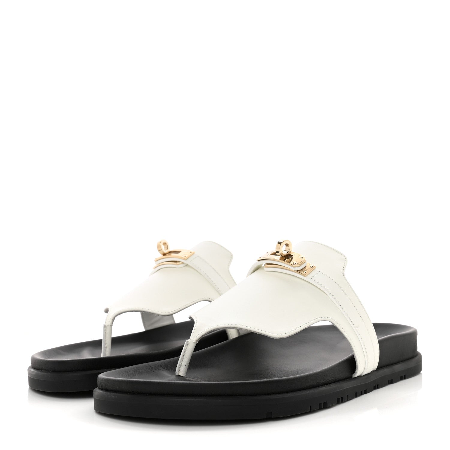 Hermes Calfskin Womens Empire Sandals 39.5 White 3 of 9