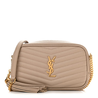 Saint Laurent Grain De Poudre Matelasse Monogram Mini Lou Camera Bag Dark Beige 1 of 10
