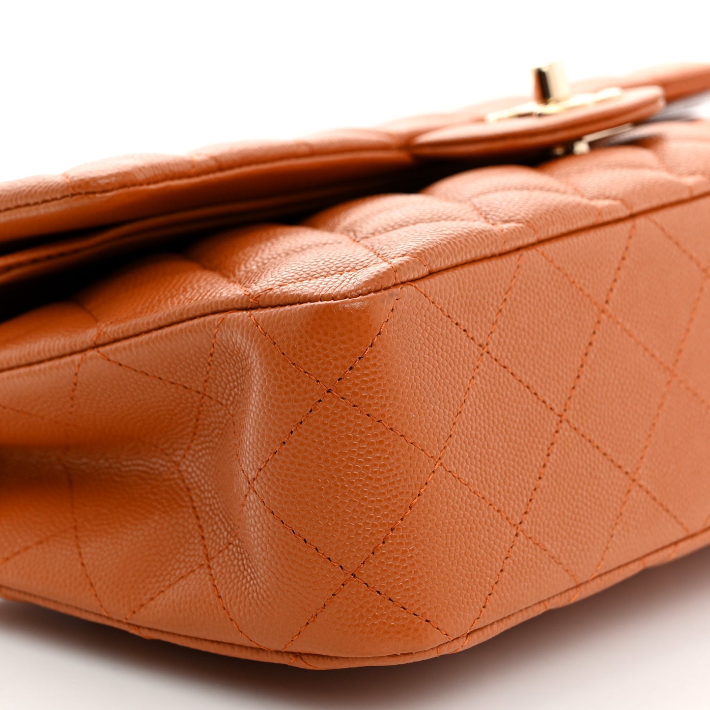 Caviar Quilted Medium Double Flap Light Brown