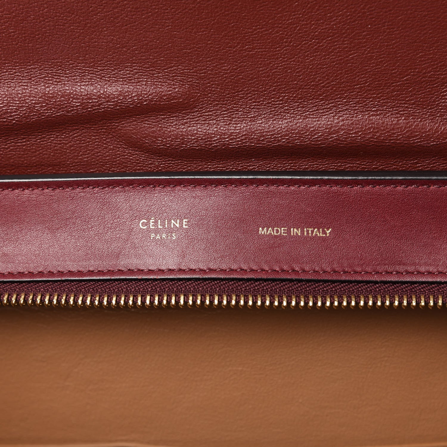 Celine Drummed Calfskin Suede Medium Trapeze Burgundy 10 of 10