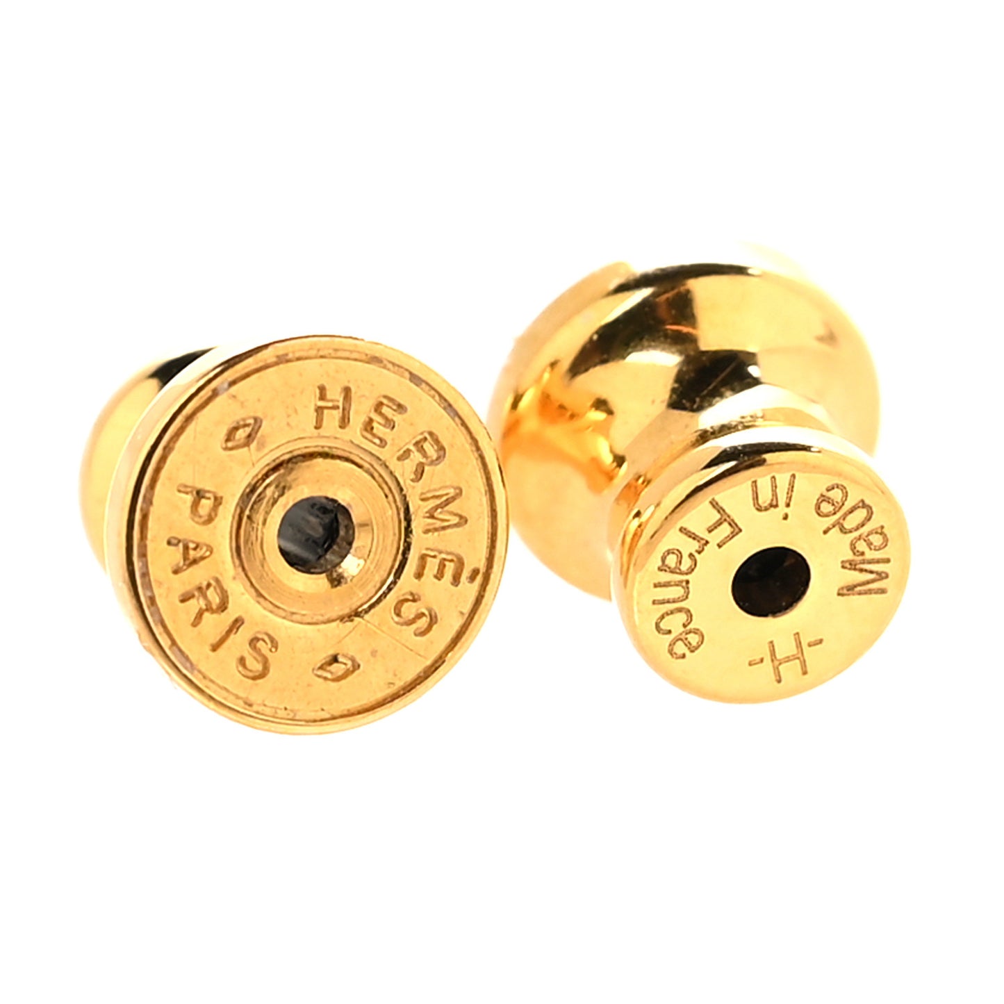 Gold Lacquered Mini Pop H Earrings Marron Glace