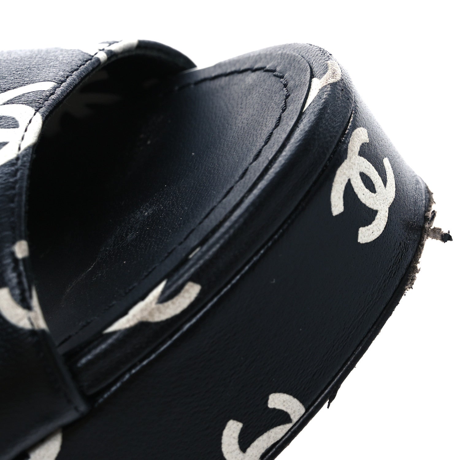 Chanel Printed Lambskin Coco Beach Platform Sandals 39 Black White 11 of 13