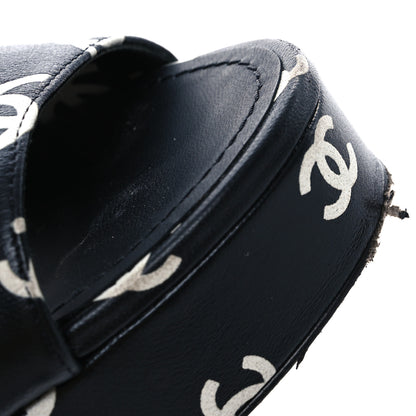 Chanel Printed Lambskin Coco Beach Platform Sandals 39 Black White 11 of 13