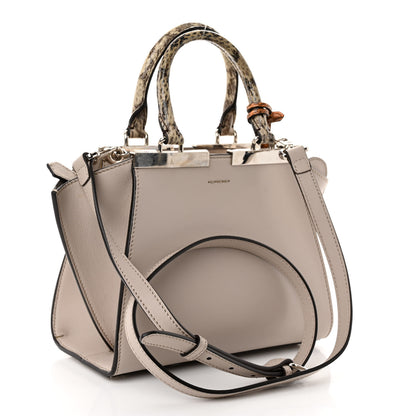 Fendi Vitello Dolce Elaphe Bi-Color Mini 3jours Tote Grigio Polvere Arancio Taupe 3 of 11