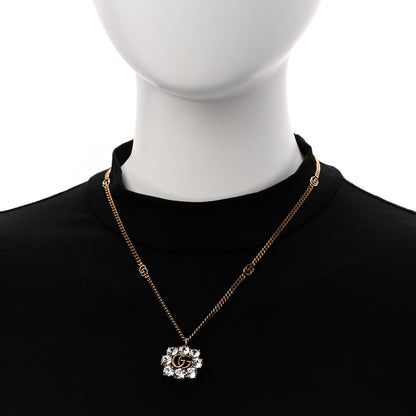 Gucci Crystal Embellished Double G Necklace Aged Gold 2 of 6