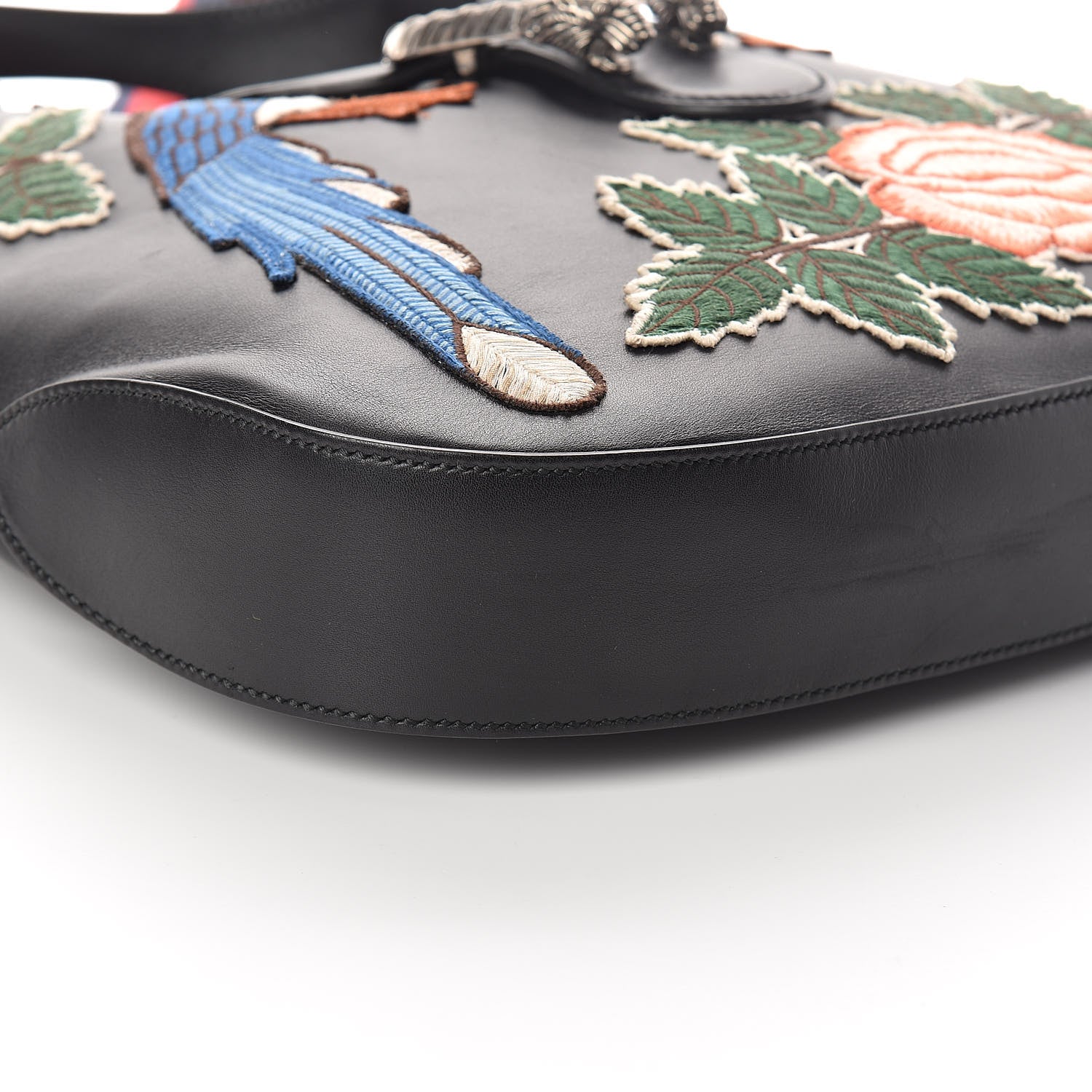 Gucci Calfskin Web Garden Collection Embroidered Medium Dionysus Hobo Black 8 of 9