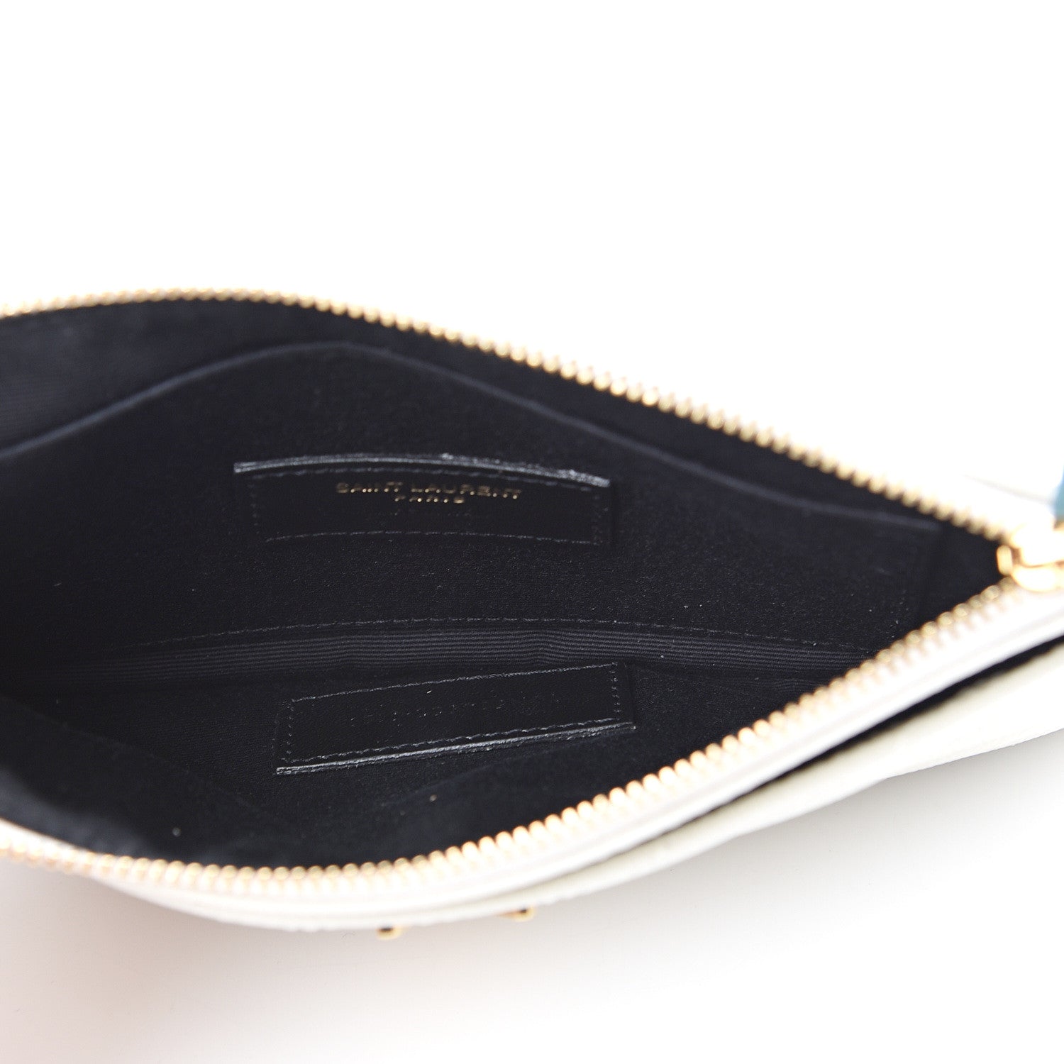 Saint Laurent Grain De Poudre Chevron Monogram Bill Pouch Crema Soft 4 of 8