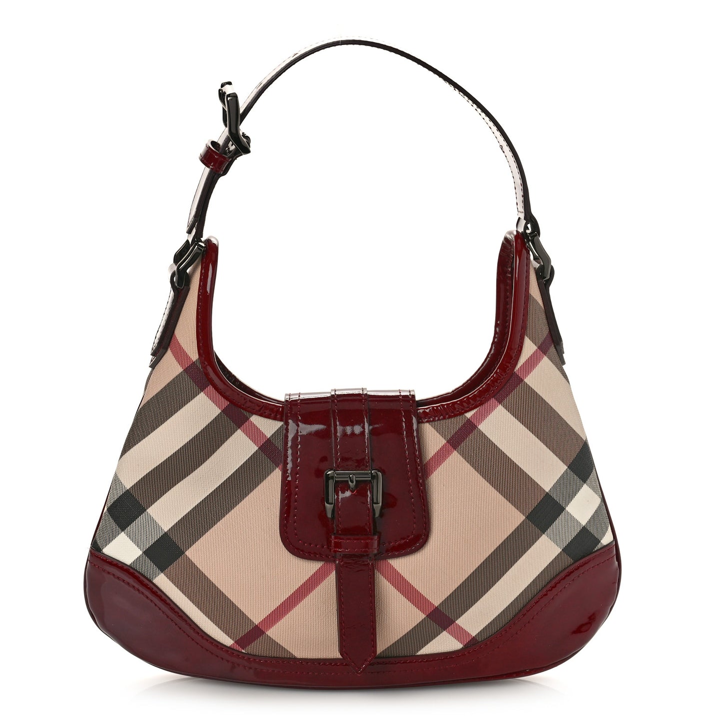 Patent Nova Check Brooke Hobo Red