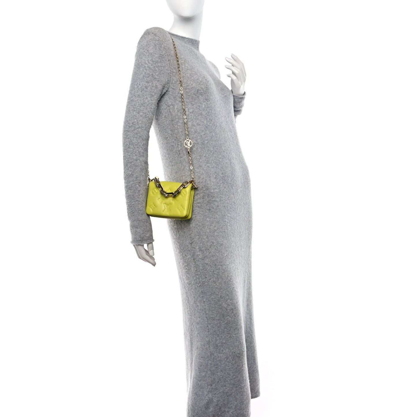 Lambskin Embossed Monogram Coussin Belt Vert Acide