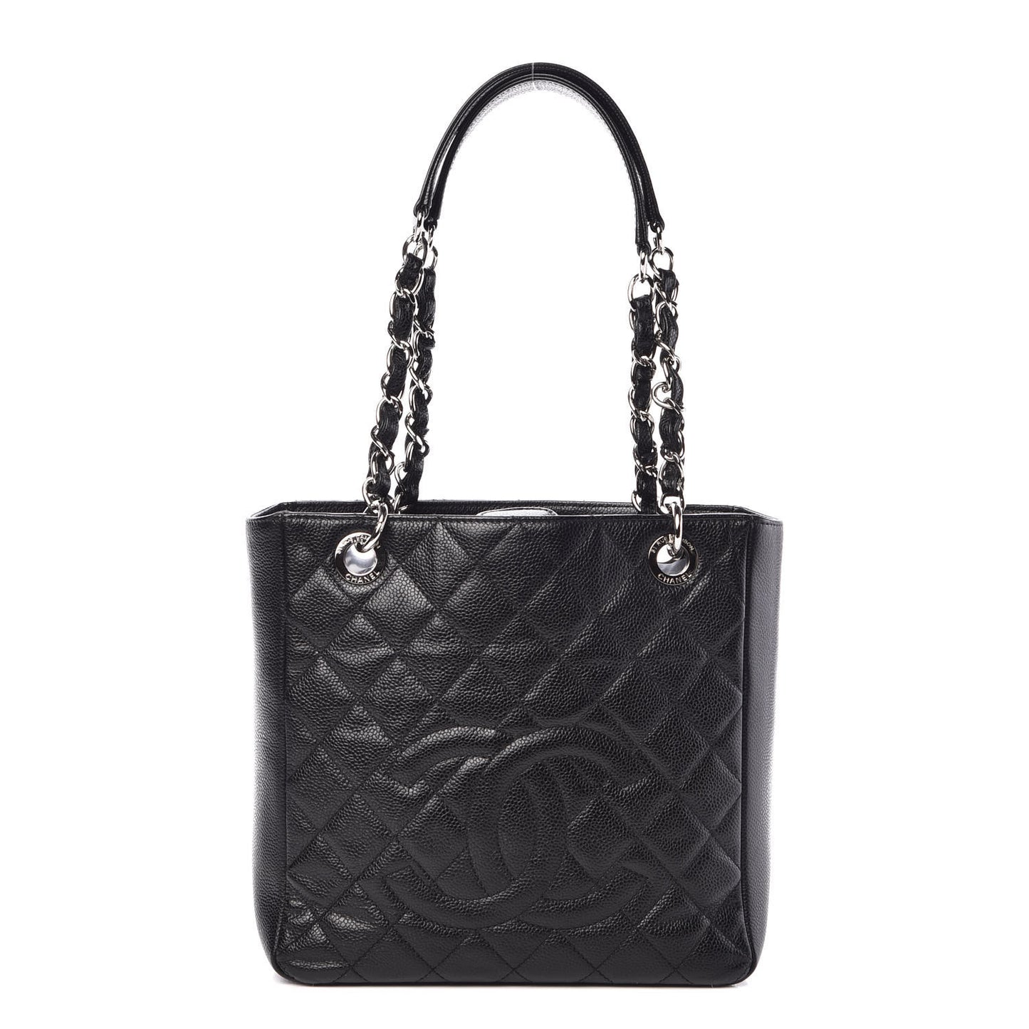 Caviar Quilted Petit Shopping Tote PST Black