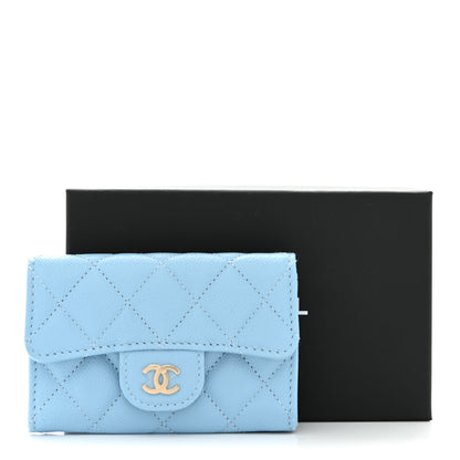 Chanel Caviar Quilted Flap Card Holder Wallet Light Blue 9 of 9