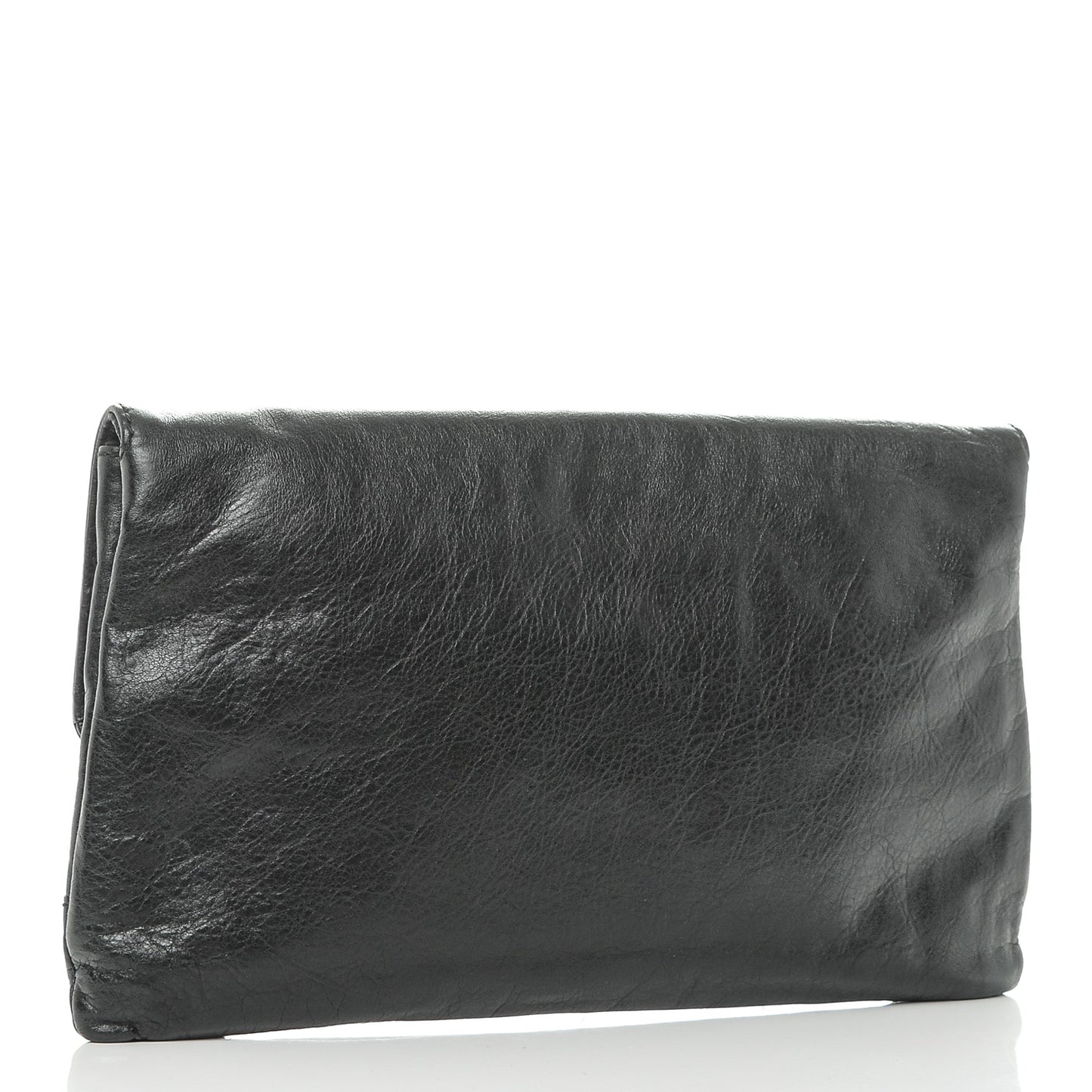 Agneau Giant 12 Silver Hardware Envelope Clutch Black